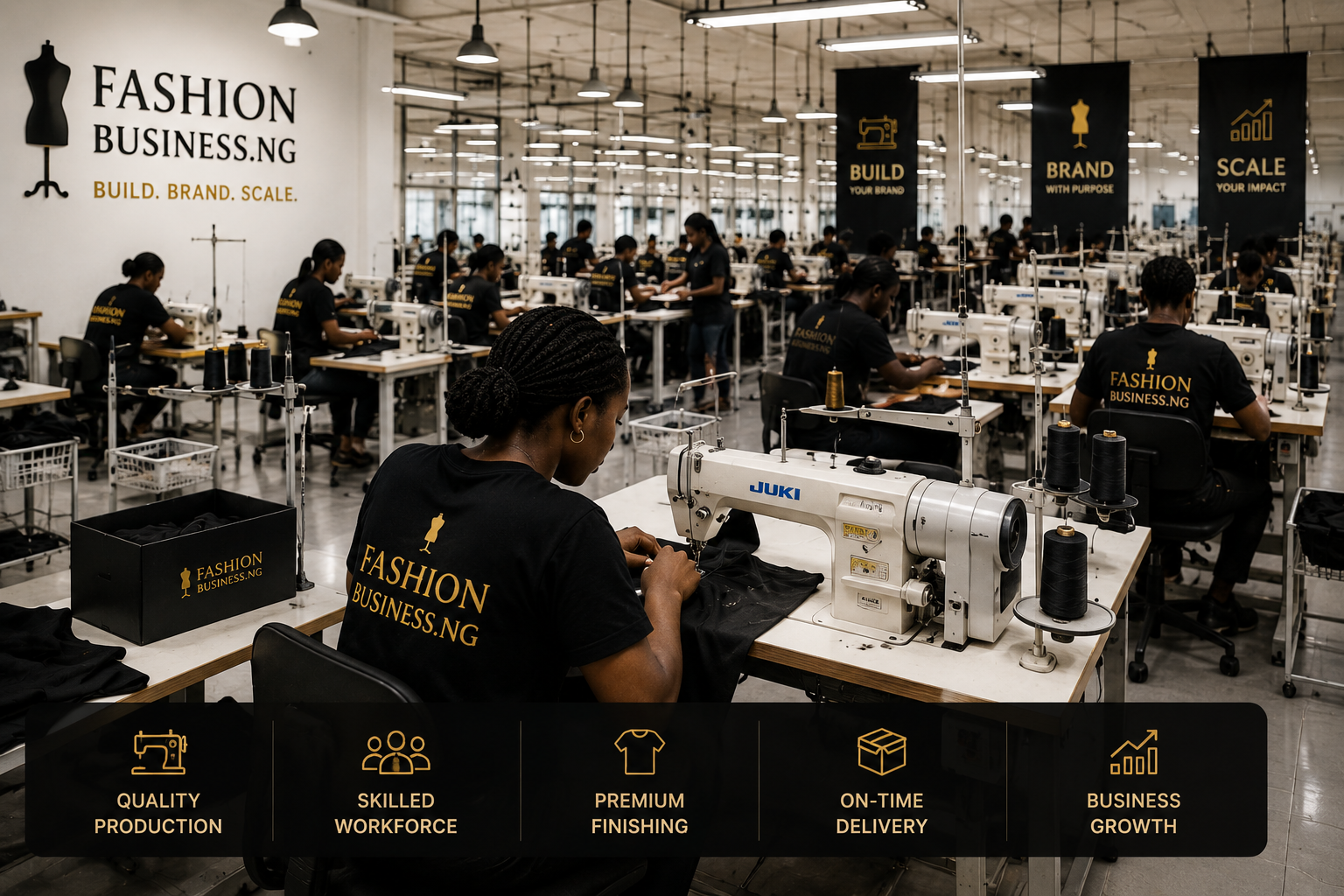 Garment factory production floor